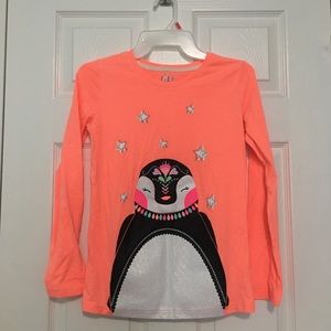 y2k vintage orange long sleeve baby tee a penguin